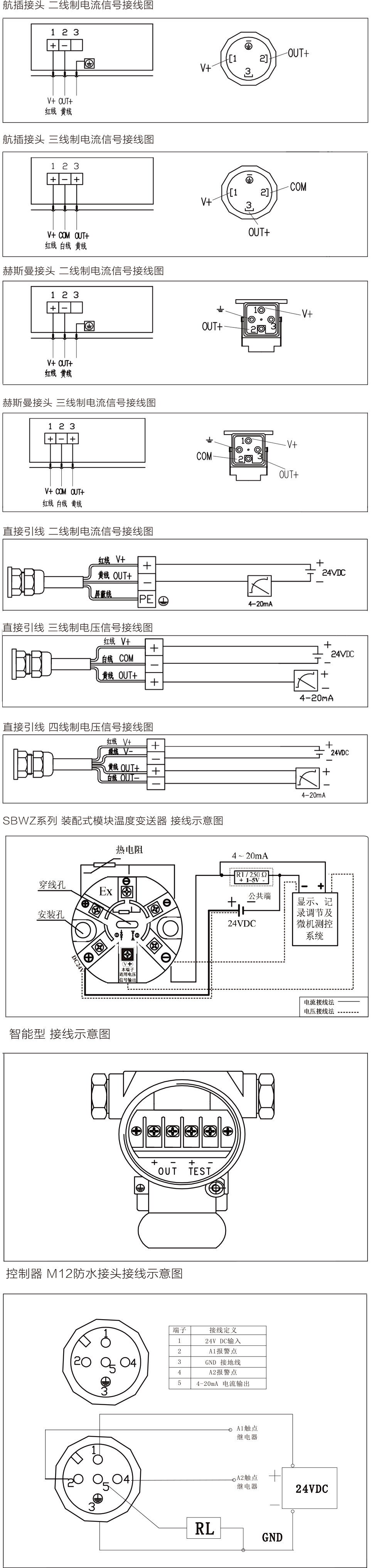WZ/PMG2铂热电阻温度传感器接线图