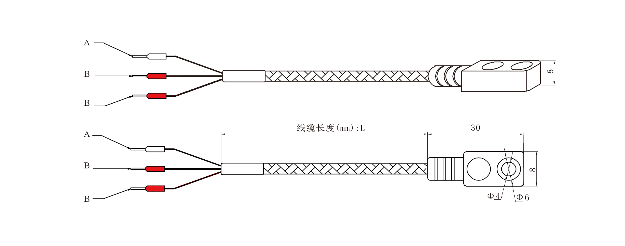 WZ/PZ铂热电阻温度传感器外形尺寸图纸